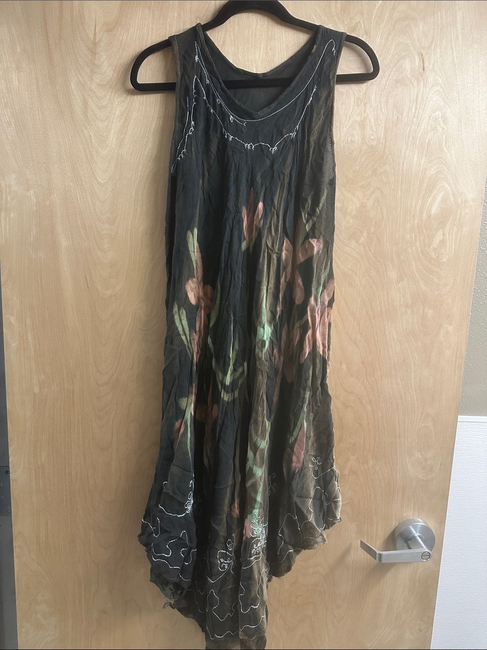 Girls' Sleeveless Floral Sundress - Olive Green